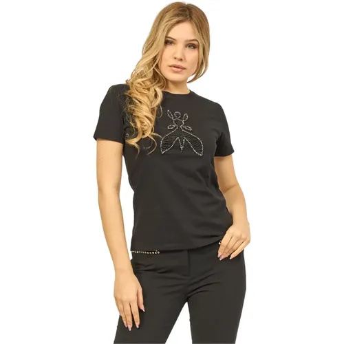 Schwarzes Baumwoll-Rundhals-Logo-T-Shirt - PATRIZIA PEPE - Modalova