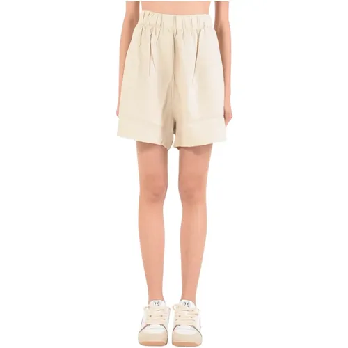 Linen Elastic Waist Over Fit Shorts , female, Sizes: L, XL, M - Hinnominate - Modalova