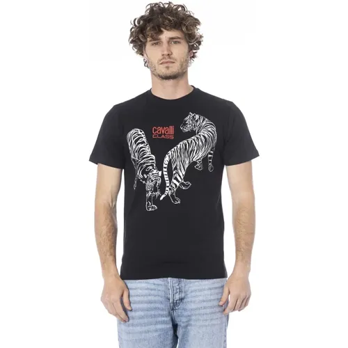 Logo-Print Kurzarm T-Shirt , Herren, Größe: XL - Cavalli Class - Modalova