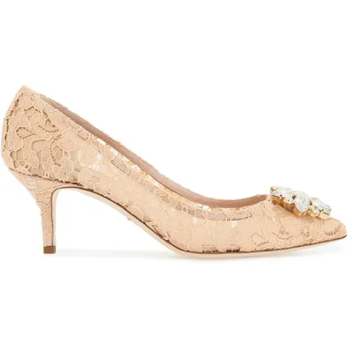 Charmant Lace Crystal Flower Pumps , female, Sizes: 5 UK, 6 UK - Dolce & Gabbana - Modalova