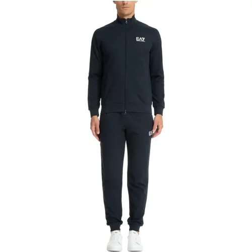 Einfarbiger Reißverschluss-Tracksuit mit Logo-Detail , Herren, Größe: M - Emporio Armani EA7 - Modalova