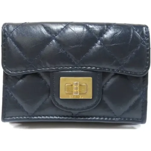 Pre-owned Navy Leather Wallet , female, Sizes: ONE SIZE - Chanel Vintage - Modalova
