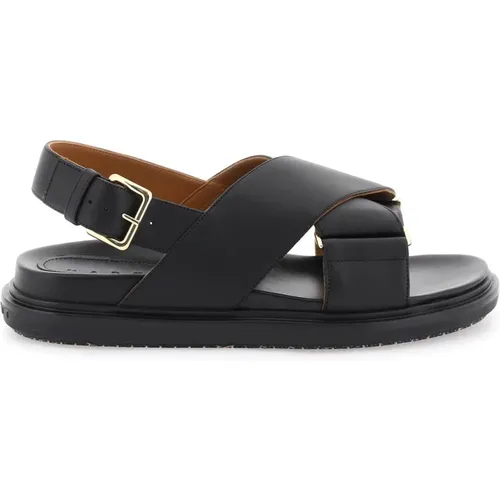 Kreuzende Ledersandalen , Damen, Größe: 39 EU - Marni - Modalova