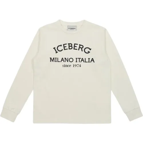 Kids -White crewneck sweatshirt with logo - Iceberg - Modalova