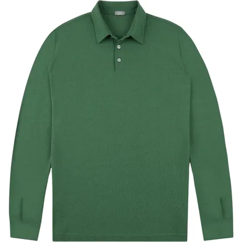 Langarm Ice Cotton Polo,Polo Shirts,Langarm Baumwoll-Poloshirt,Langarm Polo aus Baumwolle - Zanone - Modalova