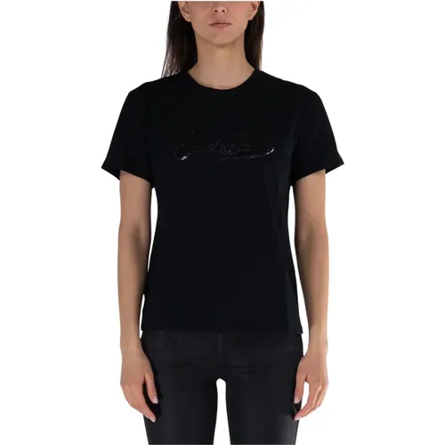 Emilie Rhinestone Crew Neck T-Shirt , female, Sizes: L, M - MC2 Saint Barth - Modalova