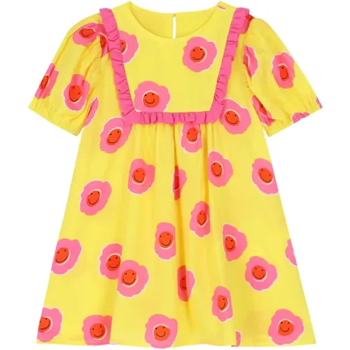 Gelbes Kleid mit Blumenmuster und lächelndem Gesicht - Stella Mccartney - Modalova