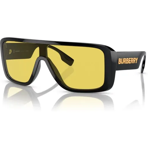 Schwarze/Gelbe Sonnenbrille , Herren, Größe: 30 MM - Burberry - Modalova