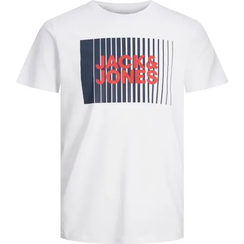 Kurzarm Rundhals T-Shirt mit Label-Print , Herren, Größe: L - jack & jones - Modalova