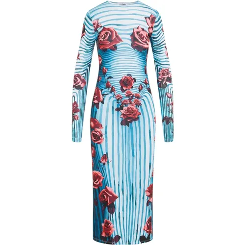 Body Morphing Kleid Blau Rot Weiß , Damen, Größe: XS - Jean Paul Gaultier - Modalova