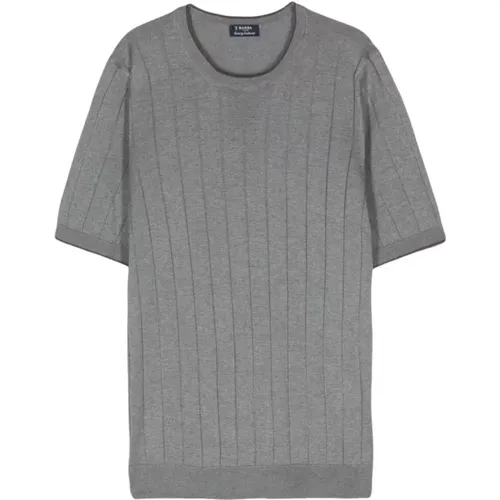 Men's T-Shirts & Polos in Grey , male, Sizes: M, XL - Barba - Modalova
