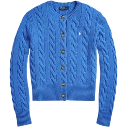 Blaue Strickjacke mit Zopfmuster , Damen, Größe: XS - Ralph Lauren - Modalova