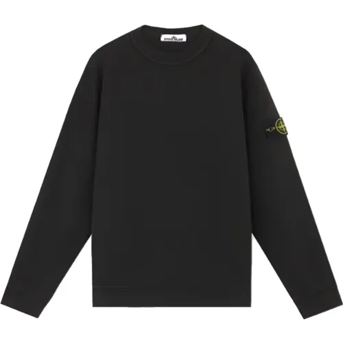 Diagonaler Fleece Pullover Schwarz , Herren, Größe: L - Stone Island - Modalova