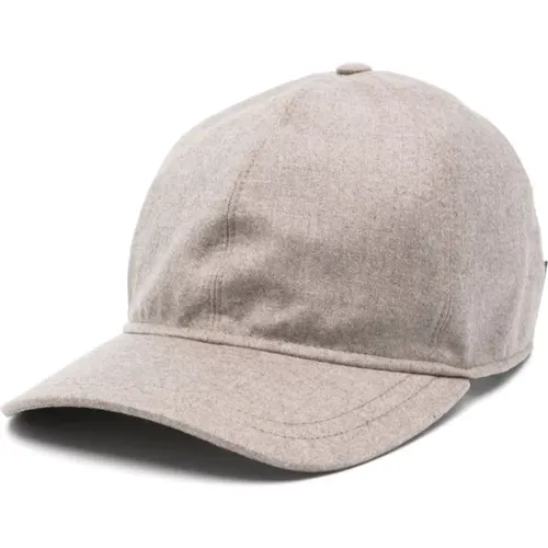 Grey Six-Panel Curved Peak Hat , female, Sizes: 60 CM, 59 CM, 58 CM - Borsalino - Modalova