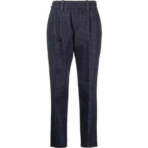 Denim Elasticated Trousers , female, Sizes: S, M - BRUNELLO CUCINELLI - Modalova