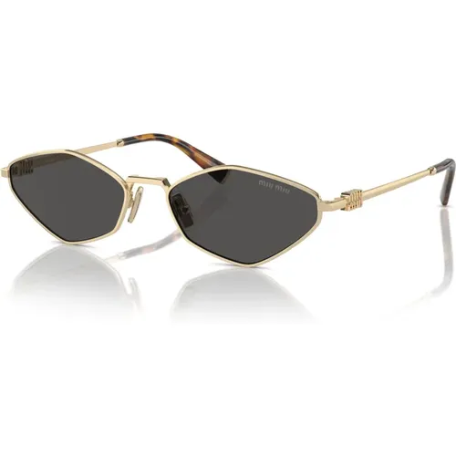 Gold/Black Sunglasses SMU 56Zs , female, Sizes: 56 MM - Miu Miu - Modalova