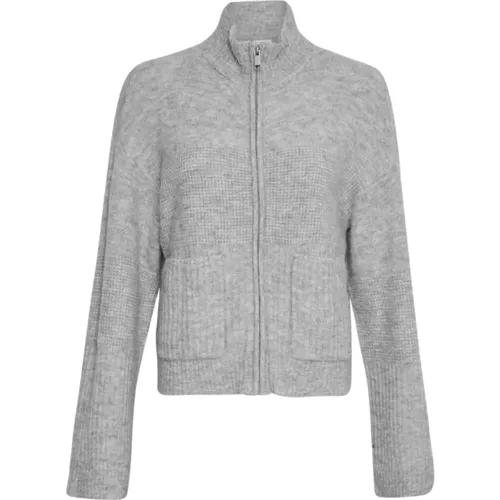 Hope Zip Cardigan - Light Grey Melange - moss copenhagen - Modalova