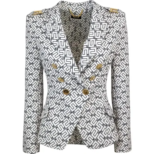 Tailored Jacket with Asymmetric Front , female, Sizes: S - Elisabetta Franchi - Modalova