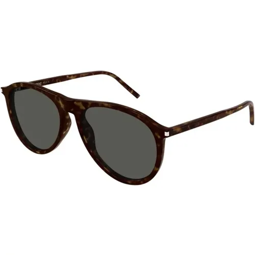 Classic Havana Sunglasses with Grey Lenses , female, Sizes: 56 MM - Saint Laurent - Modalova