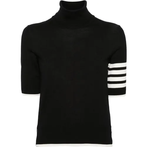 Gestreifter Kurzarm-Pullover , Damen, Größe: 3XS - Thom Browne - Modalova