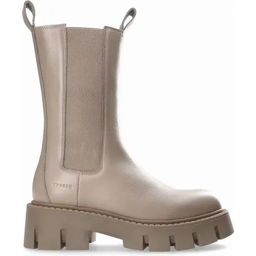 Grey Leather Chelsea Boots with Geometric Elements , female, Sizes: 5 UK, 4 UK, 6 UK, 3 UK - Copenhagen Studios - Modalova