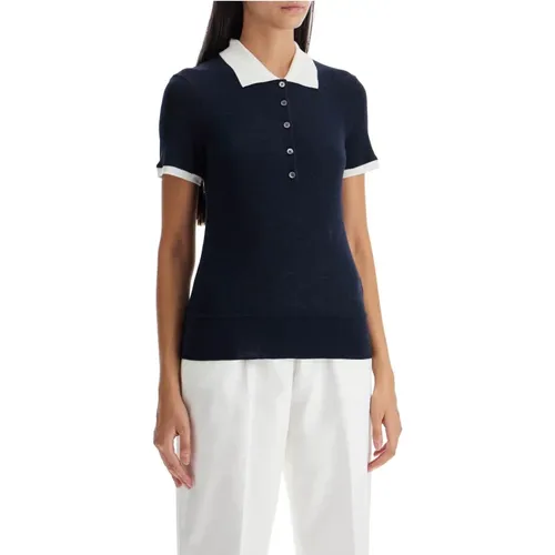 Ribbed Wool Polo Shirt , female, Sizes: S, XS - Thom Browne - Modalova