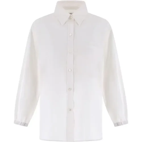 Weißes Hemd mit Gekräuselten Manschetten , Damen, Größe: S - Herno - Modalova