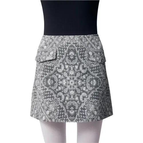 Jacquard Minirock mit Applizierten Patches , Damen, Größe: M - Bizuu - Modalova