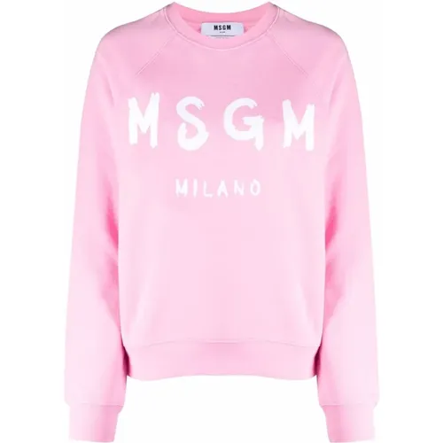 Casual Sweatshirt mit 12C Design , Damen, Größe: 2XS - MSGM - Modalova