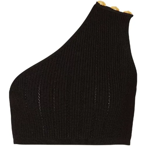 Asymmetric knit top , female, Sizes: XS, S, M - Balmain - Modalova