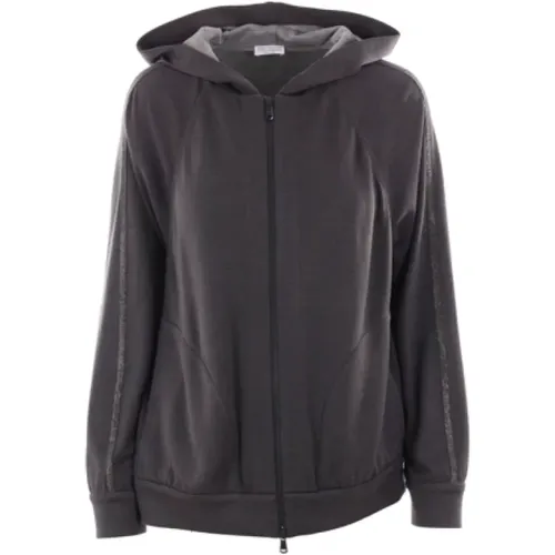 Dark Grey Hooded Sweater , female, Sizes: M, S, XS, L - BRUNELLO CUCINELLI - Modalova
