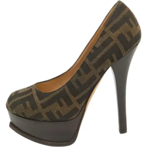 Pre-owned Canvas heels , female, Sizes: 2 1/2 UK - Fendi Vintage - Modalova