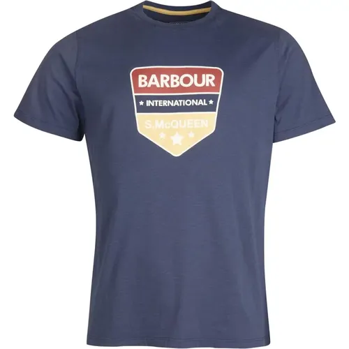 SMQ Benning T-Shirt Navy , male, Sizes: L - Barbour - Modalova