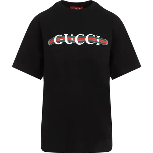 Schwarzes T-Shirt für Frauen , Damen, Größe: S - Gucci - Modalova