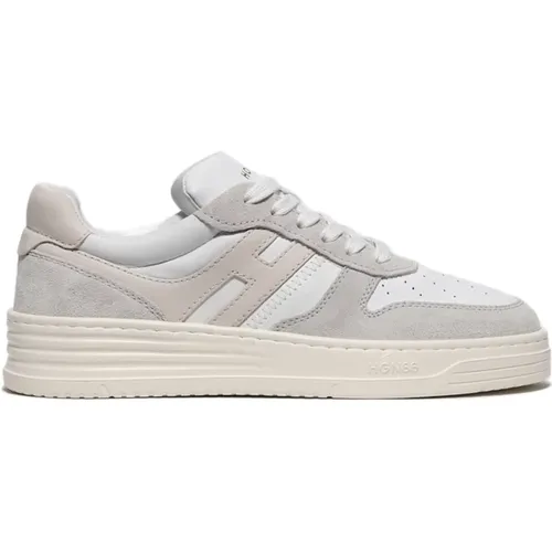 Weiße Retro-Style Sneakers mit Beige H , Damen, Größe: 36 1/2 EU - Hogan - Modalova