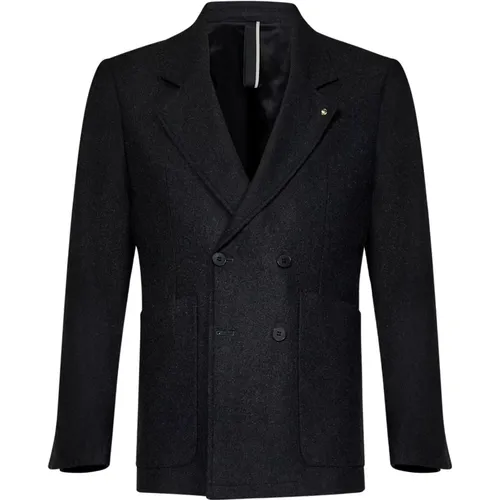 Grey Wool Cashmere Short Coat , male, Sizes: 2XL, M, XL, 3XL, L - Low Brand - Modalova