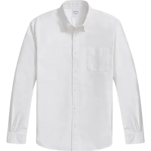 Weiße Regular Fit Oxford Cloth Freitag Sport Hemd mit Polo Button Down Kragen , Herren, Größe: 2XL - Brooks Brothers - Modalova