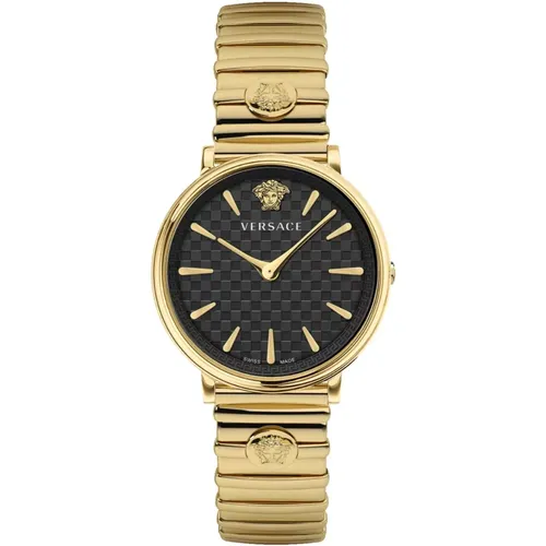 V-Circle Gold Stainless Steel Watch , female, Sizes: ONE SIZE - Versace - Modalova