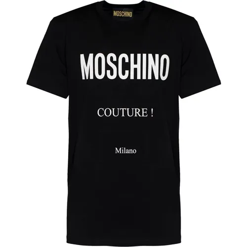 Ikonic Couture Milano Print Schwarzes T-Shirt - Moschino - Modalova