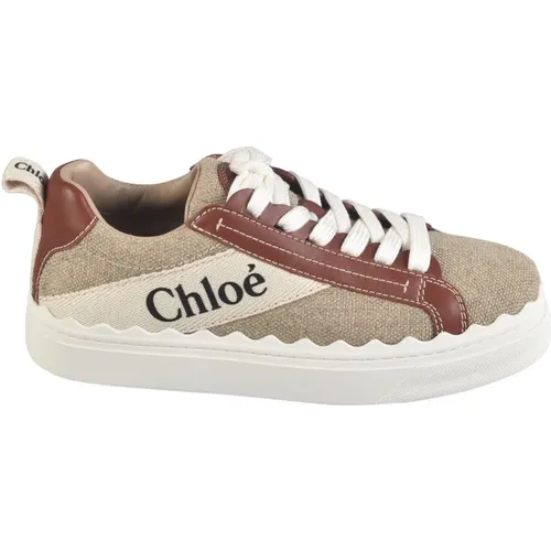 White- Canvas Sneakers , female, Sizes: 3 UK - Chloé - Modalova