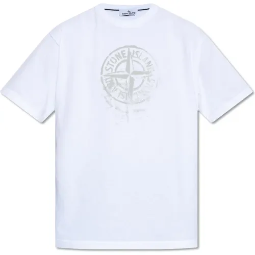 T-Shirt mit Logo-Druck , Herren, Größe: 2XL - Stone Island - Modalova