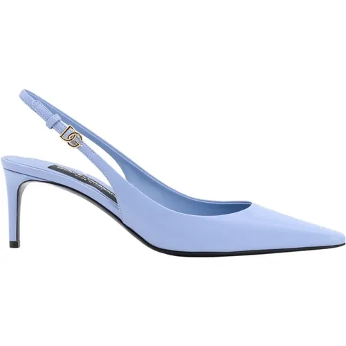 Blaue Lederpumps Eckige Zehenpartie Stiletto - Dolce & Gabbana - Modalova