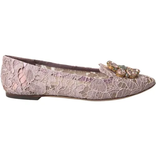 Kristallverzierte Ballettflats Rosa - Dolce & Gabbana - Modalova