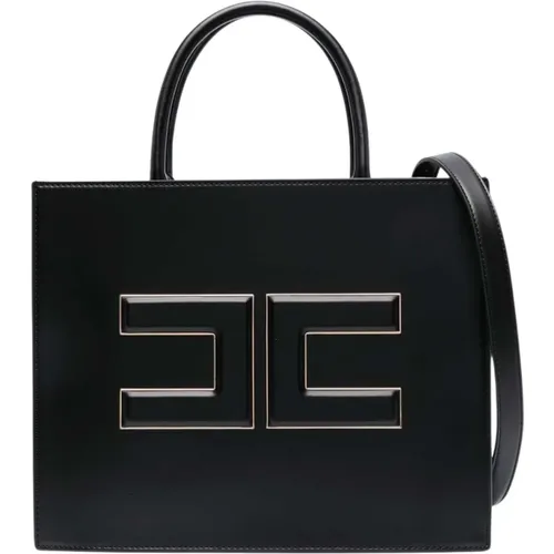 Einkaufstasche mit Logo-Plakette , Damen, Größe: ONE Size - Elisabetta Franchi - Modalova