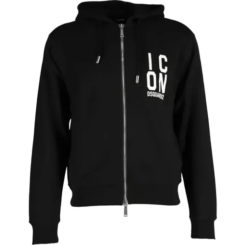 Iconic Cool Fit Zip Hoodie , male, Sizes: S, XL, XS, 2XL - Dsquared2 - Modalova