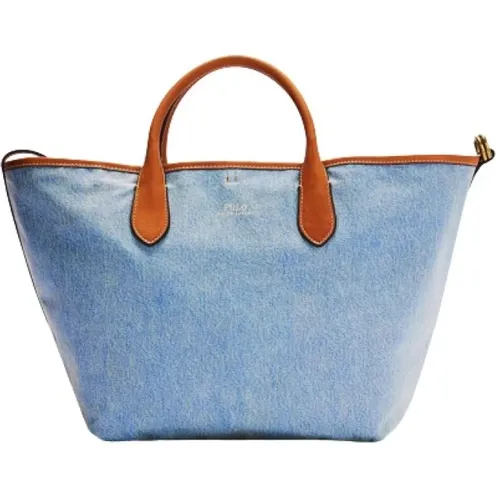 Bellport Small Tote Bag in Light Indigo Denim with Leather Trim , female, Sizes: ONE SIZE - Polo Ralph Lauren - Modalova