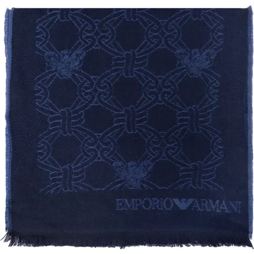 Wool scarf with logo , male, Sizes: ONE SIZE - Emporio Armani - Modalova