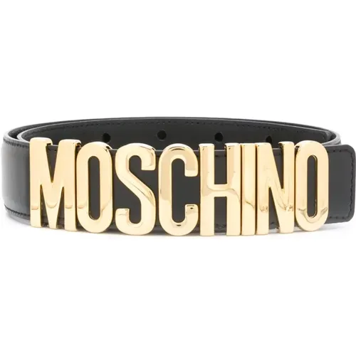 Leather Logo Belt Gold Buckle , female, Sizes: S - Moschino - Modalova