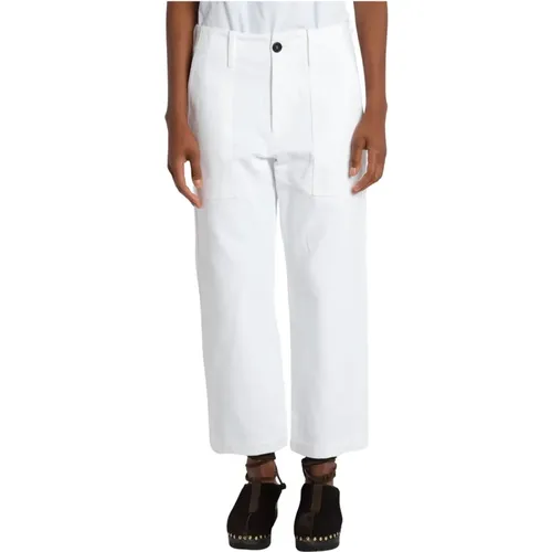 Weiße Denim-Hose mit großen Taschen , Damen, Größe: S - Jejia - Modalova