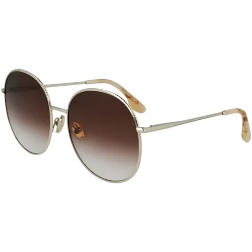 Goldene Metallsonnenbrille für Frauen - Victoria Beckham - Modalova